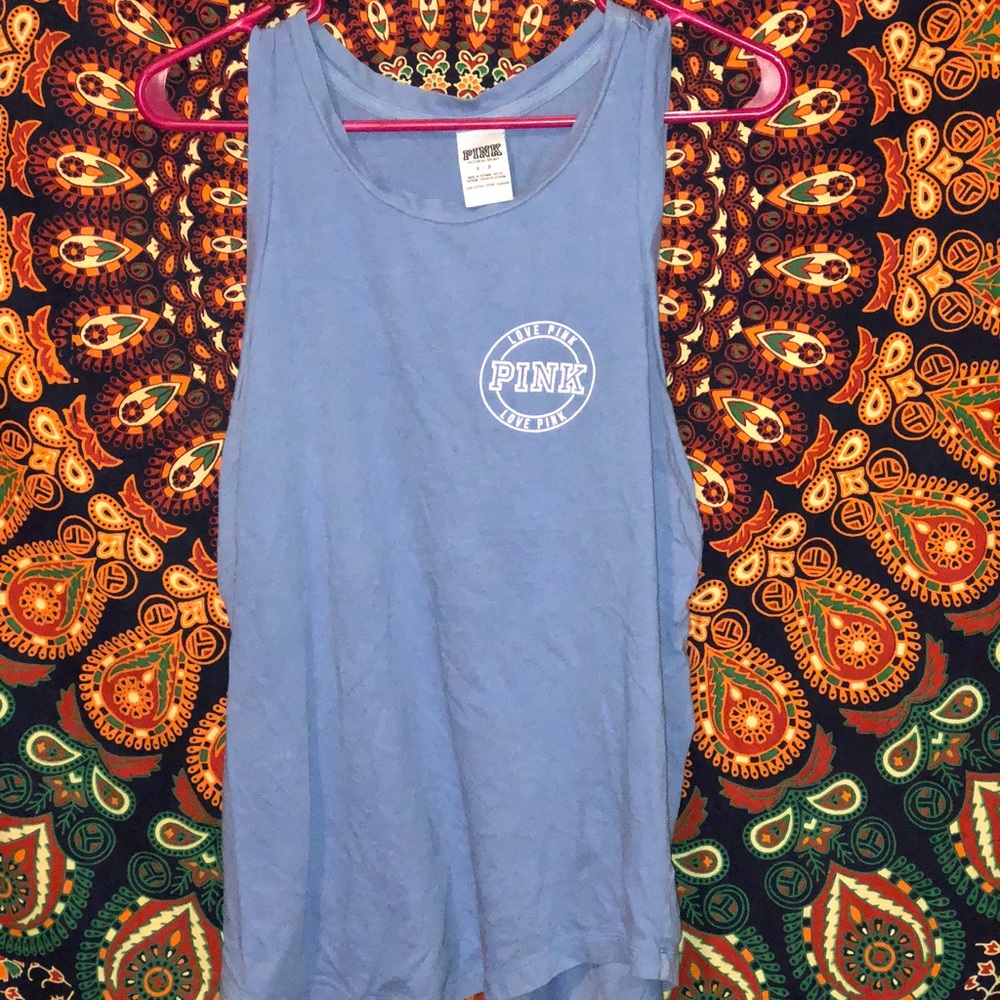 Small Blue PINK Victoria’s Secret Pink Muscle Tank